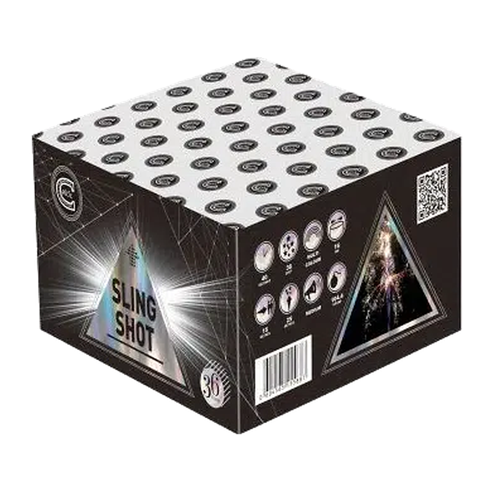 Celtic Sling Shot 36 Shot Barrage genuine packaging, clear background