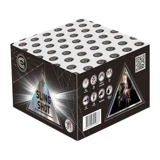 Celtic Sling Shot 36 Shot Barrage genuine packaging, clear background