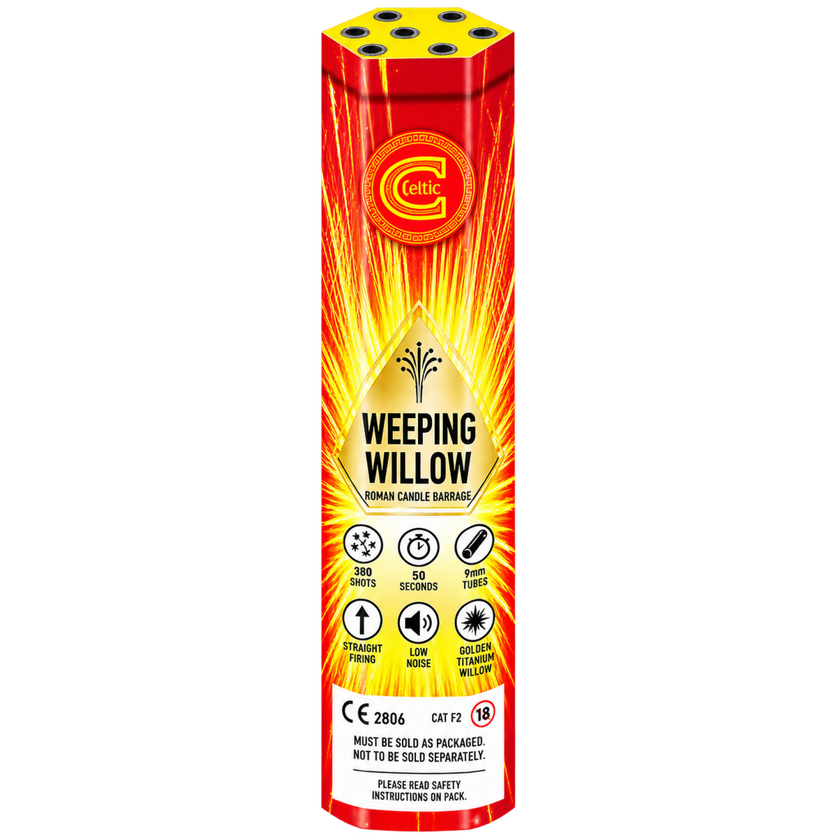 Celtic Weeping Willow 380 Shot Roman Candle Barrage