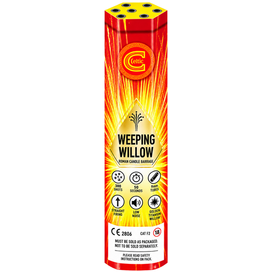Celtic Weeping Willow 380 Shot Roman Candle Barrage