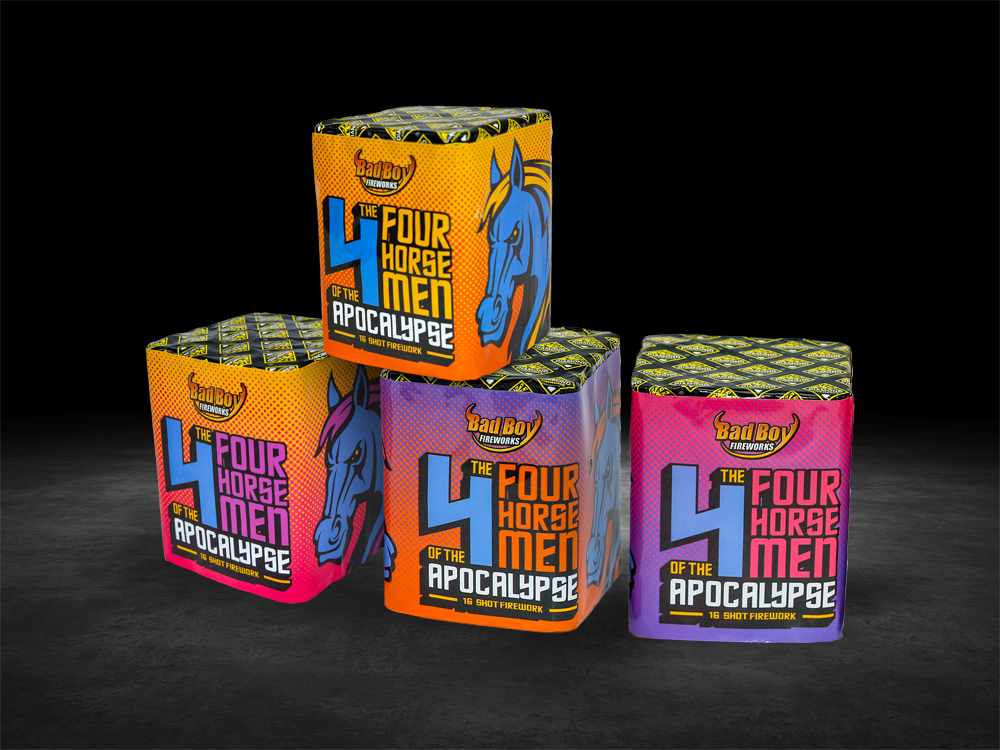 Diamond Fireworks HORSE MEN 16 SHOT BARRAGE original product photograph