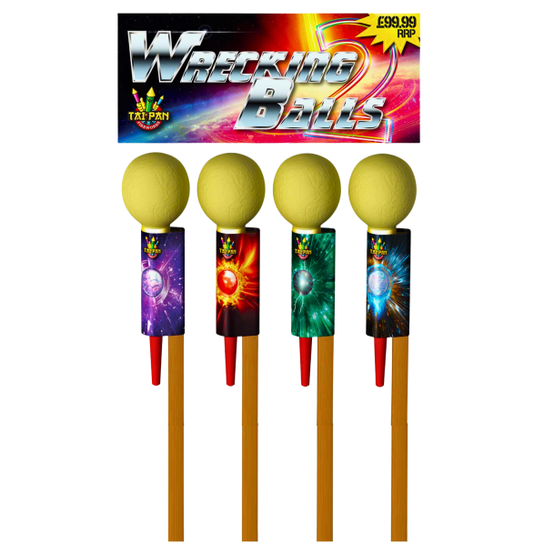 Ball Rockets Fireworks WRECKING BALL ROCKETS BY ABSOLUTE FIREWORKS – FIRST STRIKE FIREWORKS LTD